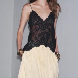 Zara Black Embroidered Lace Top